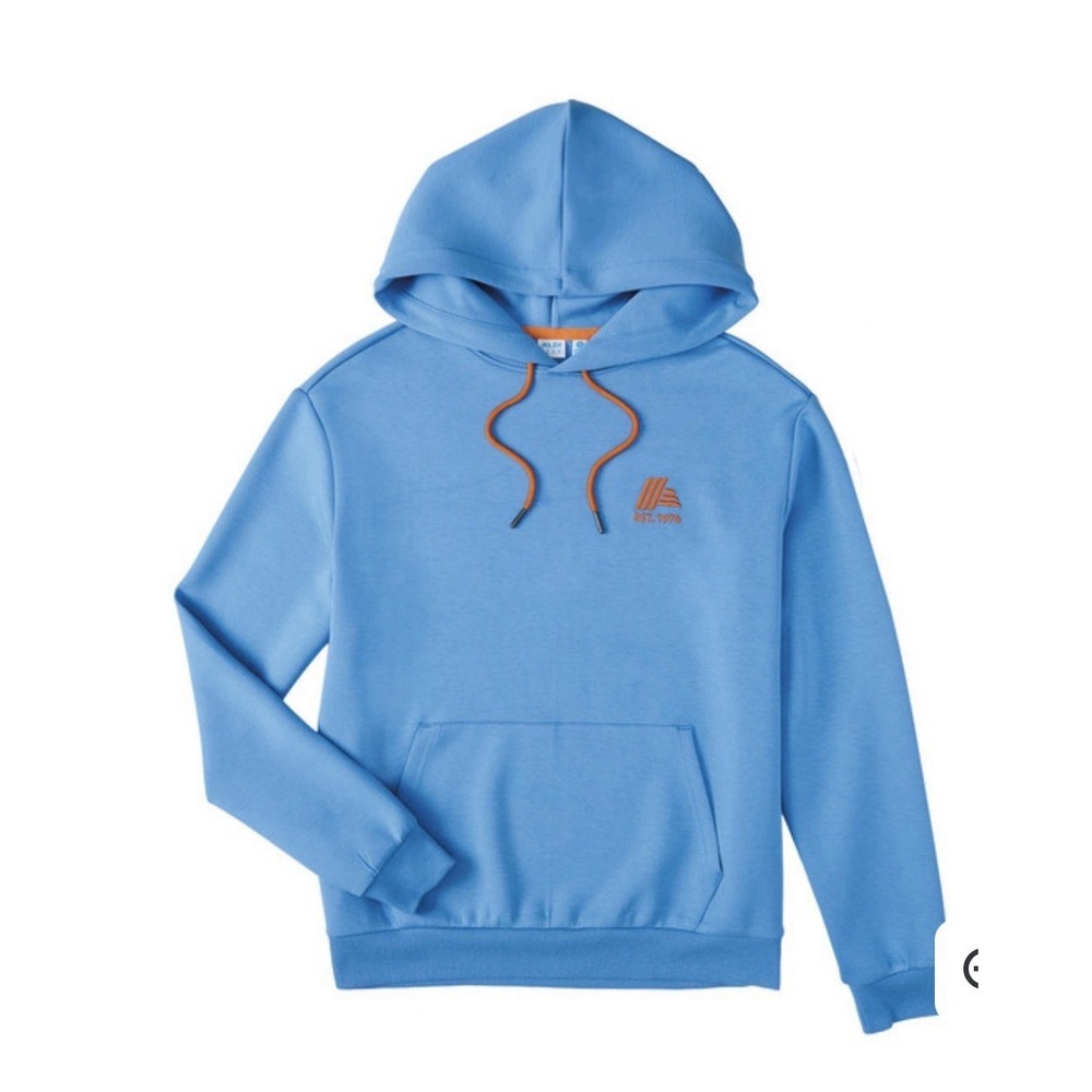Aldi Gear Hoodie Blue Orange Logo Pullover Sweatshirt Unisex Large 50th Annivers